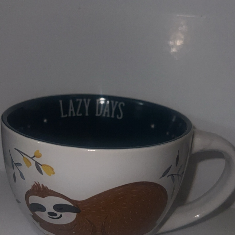 Lazy Days Sloth Mug - White and Brown